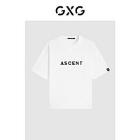 GXG 男装 2024年夏季多色撞色字母印花短袖t恤男 白色 165/S