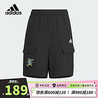 阿迪达斯（adidas）童装24夏季男童短裤吸湿快干梭织宽松休闲运动五分裤子JJ4140 164cm