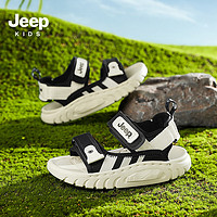 JEEP男童凉鞋儿童运动夏款夏季中大童软底防滑沙滩鞋 米黑30 30（适合脚长18.6cm）