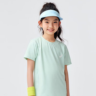 asics亚瑟士童装24年夏季男女儿童吸湿速干舒适凉感运动短袖T恤 绿色-短T 150cm