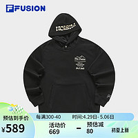 FILA FUSION 斐乐潮牌男子连帽卫衣2024春季时尚纯棉针织上衣