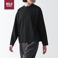 MUJI 無印良品 无印良品（MUJI）天竺编织 长袖T恤 打底衫 圆领T恤 打底 黑色4s M