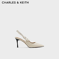 CHARLES&KEITH24春法式尖头细高跟包头凉鞋SL1-60280458 粉白色Chalk 39