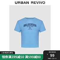 UR2024夏季女装潮酷街头撞色字母印花短袖T恤UWV440165 中蓝 M