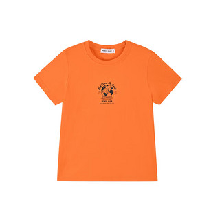 铅笔俱乐部铅笔俱乐部童装2024夏装男童t恤儿童休闲上衣中大童印花短袖 橙色 110cm
