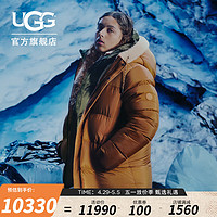 UGG 冬季男士休闲舒适连帽拉链保暖羽绒夹克外套 1148910 CHE  栗色 S