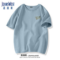 JEANSWEST 真维斯 男士短袖T恤男夏季纯棉字母印花体恤青少年宽松大码潮牌学生半袖