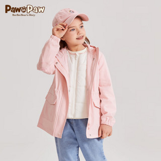 PawinPaw卡通小熊童装24年春季女童连帽防风外套可拆卸两件套 粉红色/25 120