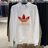 adidas 阿迪达斯 卫衣男装春秋款三叶草运动服针织连帽上衣套头衫HD0318 HD0314白色 L