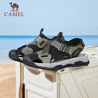 骆驼（CAMEL）男士户外休闲运动凉鞋包头洞洞沙滩鞋 G14M076677 曙光绿/黑 38 曙光绿/黑（升级款）