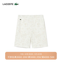 LACOSTE法国鳄鱼男童24年卡通文案短裤GJ7666 70V/米白色 10A / 130cm