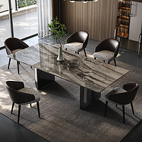 DEEVINCI 多芬奇 威尼斯棕天然大理石餐桌长方形家用意式轻奢现代高端别墅餐桌