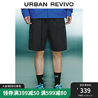 URBAN REVIVO UR2024夏季男装时尚设计感工装机能风插扣短裤UMV640027 正黑 30