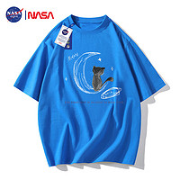 NASA GISS 官方潮牌联名纯棉短袖男夏t恤潮流大码宽松半袖 克莱因蓝 3XL