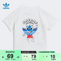 adidas居家运动圆领短袖T恤男女婴童阿迪达斯三叶草GD2882 白 98CM