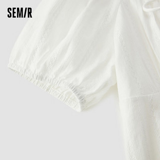 森马（Semir）连衣裙女设计感绑带木耳边法式方领短裙宫廷风107423114048 本白10101 M