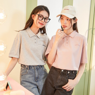 唐狮（TonLion）2023polo衫女士短袖t恤百搭宽松半袖上衣 冷浅灰 S 