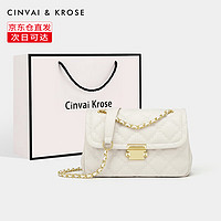 Cinvai Krose CinvaiKrose官网包包女包轻奢女士包包2023新款斜挎包女款链条包小方包 米白White