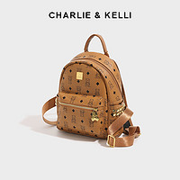CHARLIE&KELLI; CK品牌包包女包2024新款送女友生日礼物背包上班通勤校园双肩包 棕色大号