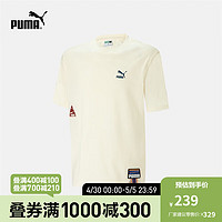 PUMA 彪马 官方 新款夏季男女同款休闲圆领短袖T恤 TEAM BADGE 677382 米白色-65 S(170/92A)