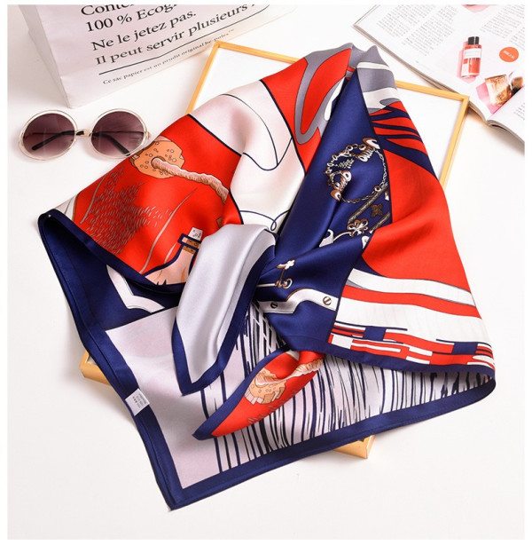 上海故事100%真丝丝巾女母亲节桑蚕丝围巾 皮扣花桔