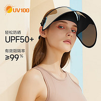 UV100 防晒帽男女春夏季防紫外线镜片帽子防风太阳帽遮阳帽22429暗夜黑