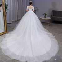 红妆饰佳婚纱新娘2024主婚纱法式简约出门纱星空仪式迎宾纱主纱 米白拖尾款 S