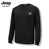 JEEP SPIRIT Jeep 吉普 卫衣男圆领套头2019年秋冬新品休闲男士上衣外套FSMS1145 黑色 L