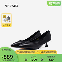 NINE WEST 玖熙 中跟细跟舒适通勤工作鞋羊皮单鞋 NH307027EK 黑色36