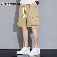 百亿补贴：TONLION 唐狮 美式新潮高街工装短裤侧口袋运动时尚外穿男士学院风五分裤子