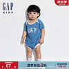 Gap 盖璞 婴儿2024夏季新款纯棉撞色信封领短袖连体衣儿童装爬服505556 水蓝色 90cm
