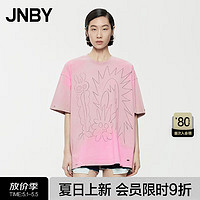 江南布衣（JNBY）24夏T恤新中式苗族卡通龙宽松圆领短袖5O4112560 690/杂粉 S