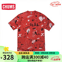 CHUMS 洽洽鸟 日系潮流户外休闲短袖T恤春夏情侣百搭涂鸦短袖T恤男女同款CH01-1721 D001 M 身高170-185