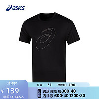 ASICS 亚瑟士 运动T恤男子跑步短袖透气舒适运动上衣 2011C975-001 黑色 M