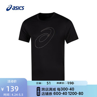 ASICS 亚瑟士 运动T恤男子跑步短袖透气舒适运动上衣 2011C975-001 黑色 M