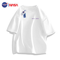 NASA GISS 官方潮牌联名短袖t恤男简约纯棉上衣宽松大码体恤 白色 L
