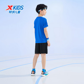 特步（XTEP）儿童童装夏季套装男童清爽舒适两件套 皇家蓝 120cm