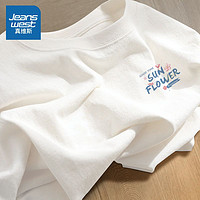 百亿补贴：JEANSWEST 真维斯 白色纯棉短袖t恤女2024新款夏季学生韩版宽松半袖体恤上衣