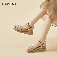 DAPHNE 达芙妮 厚底凉鞋女款夏季女士外穿2024年新款坡跟妈妈鞋子高跟松糕