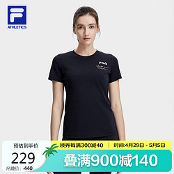 FILA 斐乐 官方拿铁女孩女子短袖T恤2024夏冰丝小蛮腰运动上衣