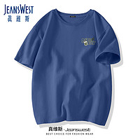 JEANSWEST 真维斯 男士短袖T恤男夏季纯棉字母印花体恤青少年宽松大码潮牌学生半袖