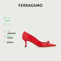 菲拉格慕(Ferragamo)女士红色蝴蝶结猫跟高跟鞋 0771544_1D _ 60/36.5
