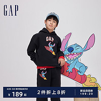 Gap 盖璞 男女童2024春季卡通印花抓绒连帽卫衣870728（拍2件）