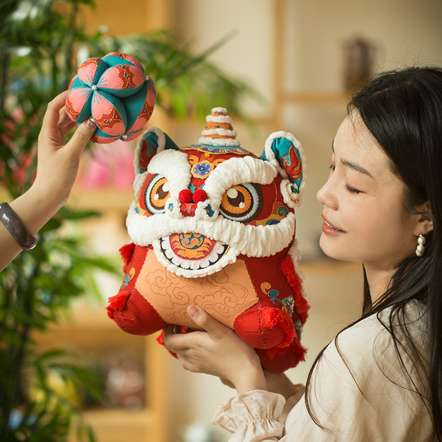 阿卡手工 刺绣diy材料包中国风大醒狮平安符立体玩偶摆件创意礼物