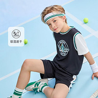 暇步士 男童帅气潮款吸湿速干套装24年夏装新款青少年网球运动套装
