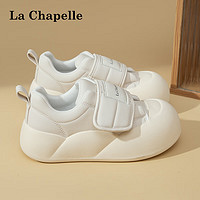 La Chapelle 女鞋魔术贴小白鞋潮流百搭面包鞋轻便软底板鞋 米色 36