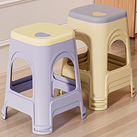 稻草熊 塑料凳子可叠放摞叠家用加厚餐桌板凳现代简约椅子胶凳子高凳方凳 爱心高凳-砂黄
