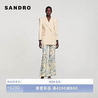 SANDRO2024春夏女装法式休闲戗驳领西装外套上衣SFPVE00959 淡褐色 36