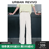 URBAN REVIVO UR2024夏季女装时尚简约百搭腰带阔腿休闲长裤UWG840129 本白 26