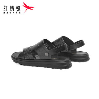 红蜻蜓2024夏季传统沙滩鞋时尚中老年休闲凉拖鞋男 WTT24103黑色41